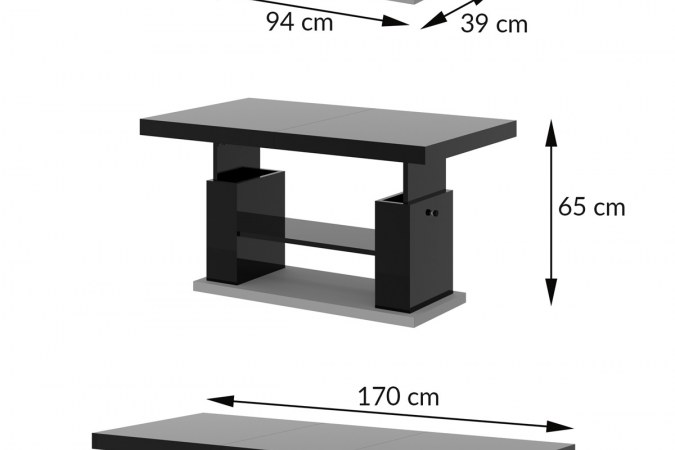 MATERA 2 coffee table (high gloss/wood-like decor)