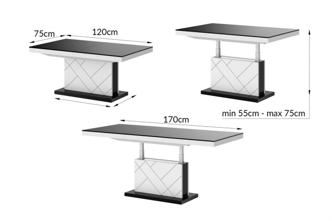 MATERA MAX coffee table (high gloss/super matt) 120-170 cm