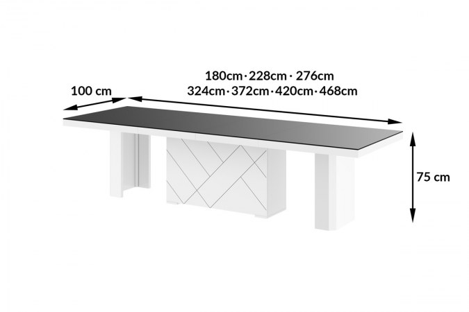 KOLOS MAX 180 table (high gloss / super matt) 180-468 cm
