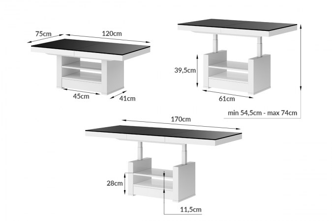 AVERSA MAX coffee table (high gloss / super matt) 120-170 cm