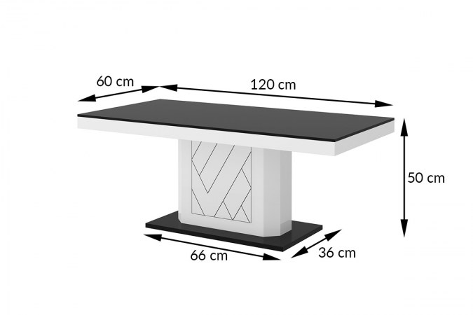 RIVIA MINI coffee table (high gloss/super matt) 120-170 cm