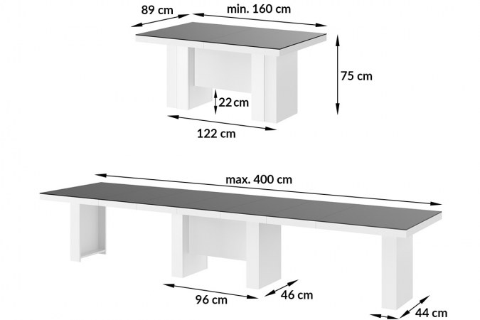 LARGO 160 table (high gloss / super matt)