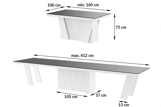 GRANDE 160 table (high gloss / super matt) - HubertusFurnitures.EU