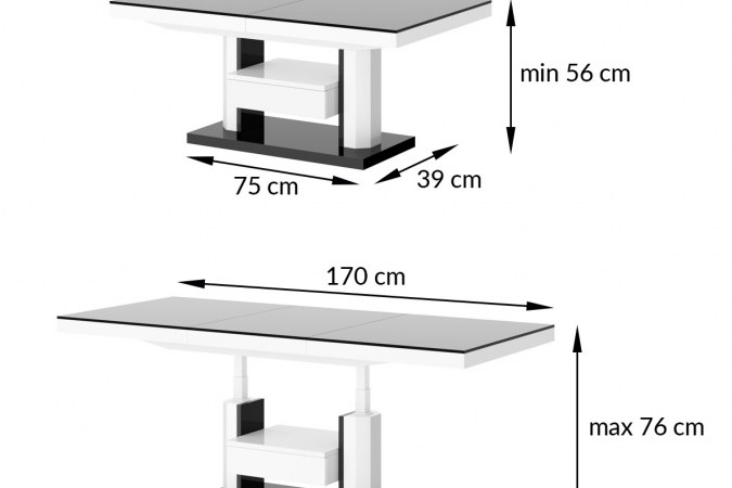 QUADRO MAX coffee table (high gloss/different colours)
